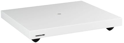 Fluance IB40 Turntable Isolation Base Anti-Vibration Wood Platform for Enhanced Sound Clarity and Superior Damping with Height Adjustable Feet, Bubble Level, Universal Compatibility- Piano White