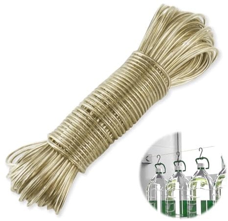 30M Wäscheleine Extra Stark, 4mm Wäscheleine mit Stahlkern, Multifunktion Wäscheleine Camping, Wäscheseil für Draußen und Camping, Maximale Last 120kg
