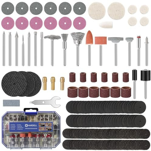 HARDELL 227tlg. Multifunktionswerkzeug Zubehör, Schäfte mit 3,2 mm (1/8) Durchmesser, Drehwerkzeug Zubehörset zum Schneiden, Schleifen, Polieren, Gravieren, Rostentfernung, mit Tragekoffer - Blau