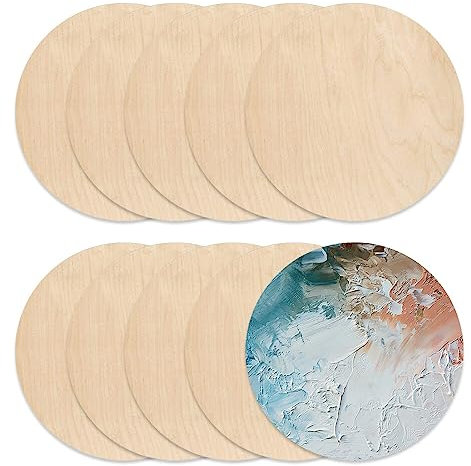 Gobesty Lot de 10 plaques de bois rondes de 25 cm de diamètre - Plaques en bois décoratives pour bricolage, suspension, décoration, pendentifs, panneaux de porte, plaques