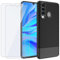 Garegce Coque pour Huawei P30 Lite avec 2X Verre Trempé Protection écran, Etui Noir TPU Texture Fibre de Carbone, Housse Souple Antichoc Ultra Mince, Anti Rayures Silicone Case -Noir- 6,15 Pouces