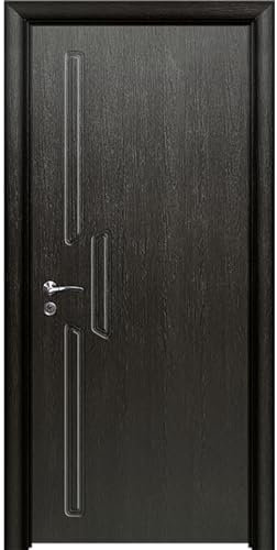 Porta da interno battente in HDF di qualità con maniglia in acciaio inox serratura in metallo disponibile in diverse misure colore Nero PIE31 (anta 62x206cm, telaio 10-14cm)