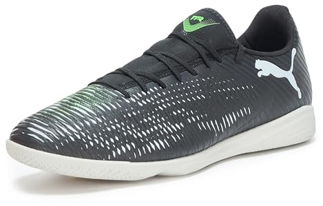 Puma, Men's, Future 8 Play Indoor Trainer Soccer Shoes, Puma Black-Cool Light Gray-Fluo Green, 11