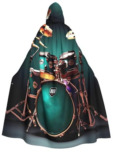WURTON Cooles Schlagzeug-Set Druck Unisex Kapuzenumhang Halloween Karneval Vampir Cosplay Umhang Kapuzenumhang Kostüm