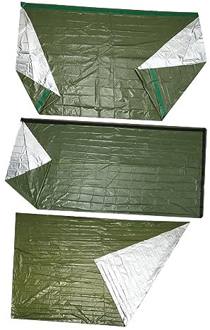 HONMEET Notfallschlafsack Überlebensset Mit Pe-isolierdecke Thermoschlafsack Und Olivgrünem Notfallzelt Leicht Hitzebeständig Für Outdoor Camping Wandern Und Notfallausrüstung
