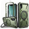 Lanhiem für iPhone XR Hülle mit 2 Stück Schutzfolie, 360° Ring Ständer Schutzhülle, Militärischer Stoßfest Handyhülle für iPhone XR Case, Grün
