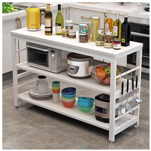 LYCDPYCD Rechteckiger Tisch Regal-Bodenständer Multifunktionaler Vorbereitungstisch Stabiler Arbeitstisch Mit Solider Stahlrahmenstruktur Verstellbarer Laminat-Arbeitstisch(White,70x40x80cm)