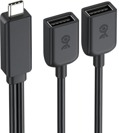 Cable Matters Séparateur USB-C mâle vers double USB-A femelle 1 entrée 2 sorties - 0,3m, Hub séparateur USB-C vers USB avec transfert de données 480Mbps, support de charge BC 1.2