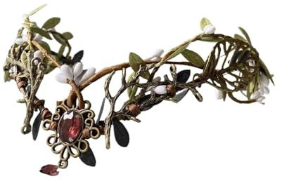 XUCZHAI Elfen-Stirnband Handgefertigte Elfen-Tiara, Elfen-Kopfschmuck, Feenkrone(04)