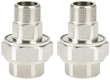 ASOFTY Raccord vissé 1/2, raccord fileté Ø 20 mm en cuivre nickelé, passage de raccord à vis, Raccord union mixte