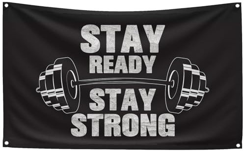 Stay Ready Stay Strong Flagge, motivierend, Fitness, inspirierend, Büro, Fitnessstudio, Flagge mit 4 Ösen, Studentenwohnheim, Männerhöhle, 90 x 150 cm, Banner, coole Flagge, Motivationsflagge