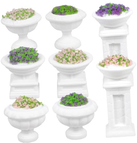 PAMINGONO 8 Piezas Maceta De Paisaje Micro Mini Maceta Pequeño Modelo De Bonsái Macetas Mini Suculentas Adorno De Bonsái De Jardín Mini Flores En Maceta Mini Planta En Maceta Resina