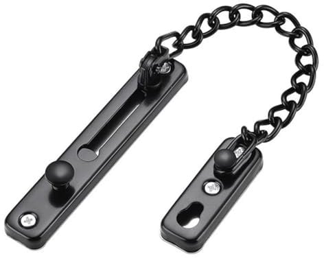 Serratura Porta Blindata in Acciaio Inossidabile, Serratura Porta Interna di Casa, Serratura per Porta Scorrevole con Bloccaggio Interno, Senza Punzonatura, Catena Spessa, per Porta Interna(Black)