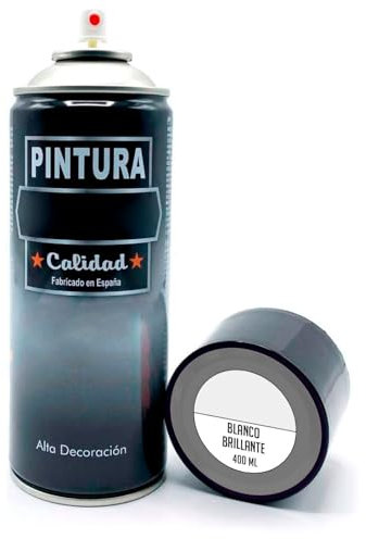 Acan Tradineur - Bote de Pintura en Spray - Fabricado en España - Ideal para cualquier superficie, Madera, Metal, Cartón, Piedra o Cerámica - Capacidad de 400 ML - Blanco Brillante