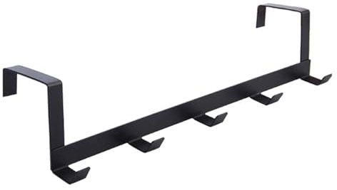 Generisch Türgarderobe Rückseite mit 5 Haken, Kleiderhaken für die Tür ohne Bohren, Hochwertiger Eisen Kleiderhaken und Türhaken Rückseite, Türhaken für Küche, Badezimmer, Wohnzimmer und Flur (Black)