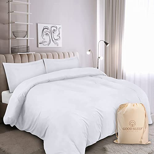 Good Sleep Bedding Super King Size Duvet Cover Sets, 100% Cotton 3 Pc Bedding Set, Zipper Closure Super King Size Bed Duvet Cover Set, Soft Super Kingsize Duvet Cover Sets, White