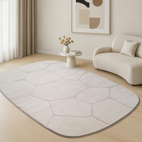 the carpet Everest - moderner Kurzflor Teppich Wohnzimmer Schlafzimmer mit Hoch-Tief-Effekt, 3D Effekt, hohe Flordichte und angenehm weich, Wabenmuster, Creme, 160 x 230 cm