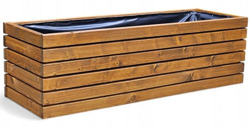 Kistenland Blumenkasten aus Holz – Robuster Blumentrog für Innen & Außen – Eckiger Übertopf für Balkon, Terrasse & Garten (100x30x30 cm)