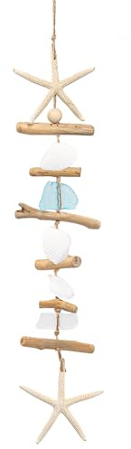 SKOOLOVE Hängende Holzornamente mit Meeresmotiven für Drinnen und Draußen | Hergestellt aus Natürlichen Materialien, Wanddekoration aus Treibholz, für Badezimmer, Schlafzimmer, Terrassen, Küstenstil