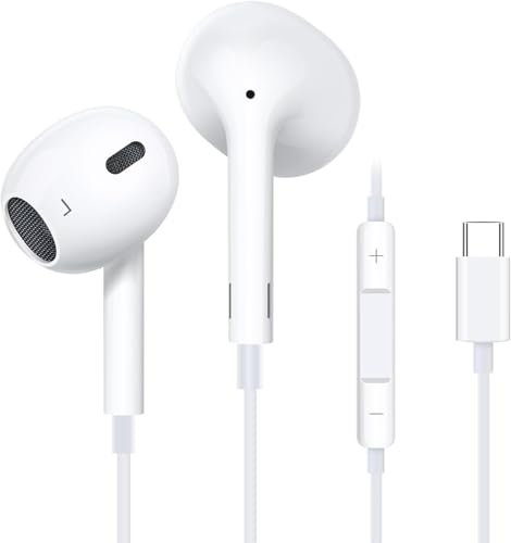 In Ear USB C Headphones for iPhone,Type C Earphone Wired Hi-Fi Noise Cancellation,With Microphone and Volume Controller for iPhone 15/16,Samsung Galaxy S20 S21 S22 S23/Ultra Note 10/20,Goog Pixel