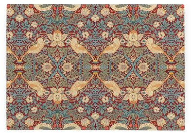Red Strawberry Thief Glass Worktop Protector - William Morris Artwork Smooth Kitchen Chopping/Cutting Board Gift - 39cm x 28.5cm (15 x 11)