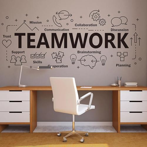 KGXUEDAO Wandaufkleber mit motivierenden Zitaten, Teamwork-Plan, Team, Büro, Vinyl-Wandaufkleber für Büro, Wandkunst, Dekoration