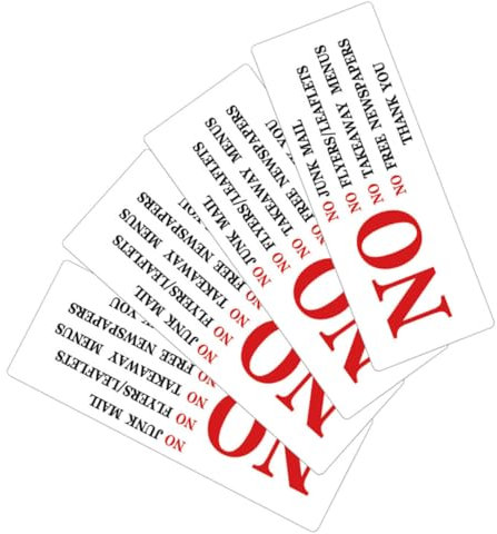 WOONEKY 4pcs No Junk Mail Flyers Please Sticker High Visibility PVC Adhesive Labels for Mailbox Door Eye Catching Design for Accurate Mail
