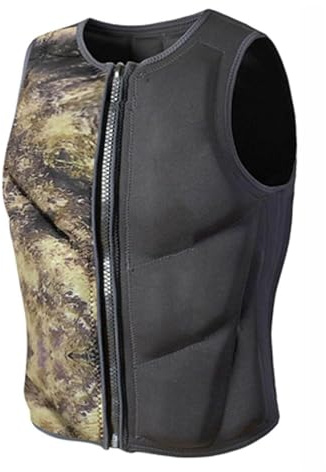 Verstellbare Unisex-Rettungsweste, Schwimmweste mit Auftriebshilfe, Neopren-Sicherheitsjacke, for Kajakfahren und Paddleboarding(Camouflage,M)