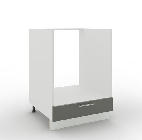 JD Greta Adjustable Kitchen Base Unit - 600mm - Oven Base Cabinet with Drawer (No Worktop) - Grey Matt