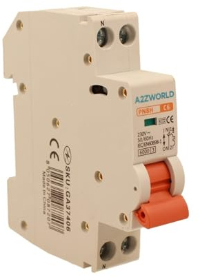 Leistungsschalter 6A C6, 1P+N 6kA Kurve C, Slim Solo 1 Modul DIN 220V AC, zertifiziert IEC60898-1, Serie PN8H