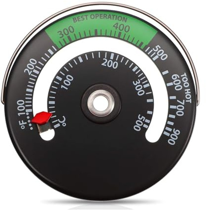 YFDGD Ventilatore Bruciatori Legna 5/6 Pale Stufa Ventilatore Silenzioso Efficiente Distribuzione Del Calore Camino Log Bruciatore A Legna Eco Alimentato Inverno Caldo(Thermometer)