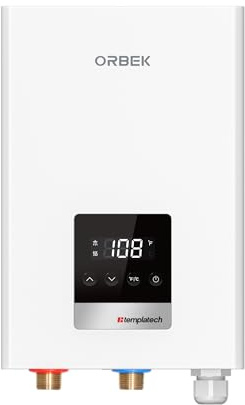 14kW Tankless Water Heater Electric, ORBEK On Demand Instant Hot Water Heater 240V, Max 3.38 GPM, Supply for 1-2 Fixtures, ETL Certified, Indoor Installation, New Upgraded 2.0