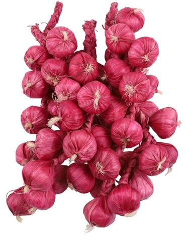 FUANA 5 piezas de decoración de ajo artificial para alimentos y verduras, frutas artificiales decorativas realistas, verduras, cebolla, ajo