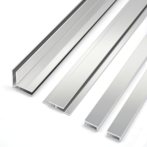 WITEN&NOCK Aluminiumprofil 4er Set für PVC Duschrückwände 3 mm Wandpaneel Bad & Dusche Verbindungsprofilx1 Abschlussprofilx2 Echverbinderx1 Länge 200 cm Matt