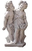 Putten Figur, Junge und Mädchen verliebt, Gartendekoration aus Steinguss
