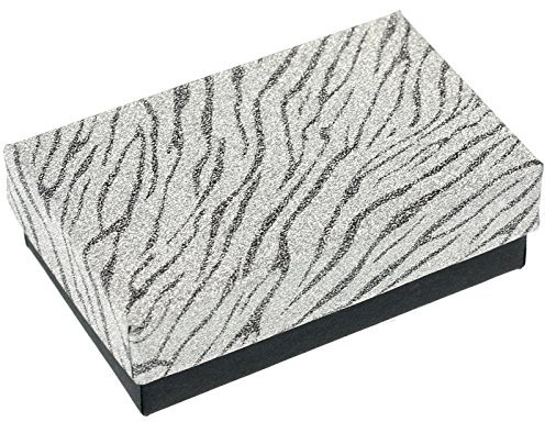 EYS JEWELRY Glitzer Schmuck-Etui für Kette mit Anhänger 50 x 80 x 26 mm Kartonage schwarz-weiß Halskette-Box Schachtel Schatulle Geschenk-Verpackung