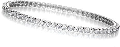 YoungDiamondFashion YDF Premium Tennisarmband Flexibel Elastisch Endless 925 Sterlingsilber mit Zirkonia Steinen Glitzerarmband Hochzeitsschmuck Damen Länge 19 cm