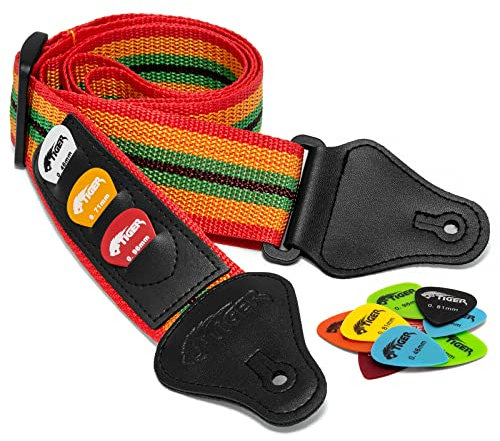 TIGER GitarrengurtMit extra Plektronen reggae