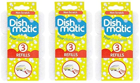 9 x Dishmatic Non Scratch White Refill Sponges Cleaning Scourer