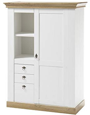 Beauty.Scouts Stauraumelement Côte d’Azur, Pinie weiß/Wotan Eiche NB, 102 x 139 x 44 cm, Schrank, Wohnzimmer, Wohnzimmerschrank, Wohnzimmermöbel