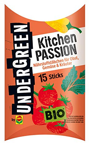Undergreen by COMPO Kitchen Passion, Dünger, Für alle Obst- / Gemüsepflanzen und Kräuter, Ideal als Tomatendünger / Gemüsedünger, Bio-Düngestäbchen, 15 Stück, Nicht Zutreffend
