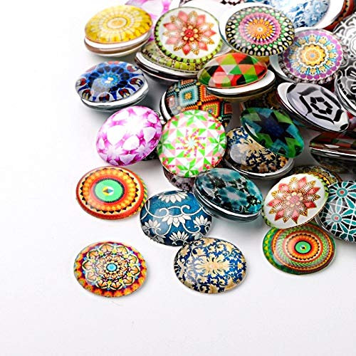 10Stk Glas Cabochon Mosaik Mix Set 25mm Halb Rund für Fassung Bunte Gemischte Muster Glaskuppel Glas Kuppel Fliesen für Anhänger Armband Rohlinge Halskette R342