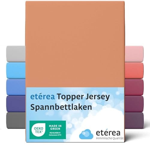 etérea Jersey Topper Spannbettlaken 140x200-160x200 cm Pfirsich für 5-10 cm Steghöhe 100% Baumwolle - Oekotex Spannbetttuch Matratzen Bett Bezug - Bettlaken 140x200cm - 160x200cm Gelb