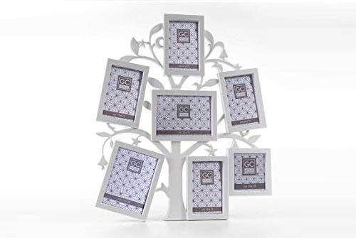 Cornice Porta Foto portafoto Multiplo Albero della Vita Family 8 posti plastica bianco47*54 * 2 cm MOG-784187