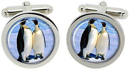 Gift Shop Pinguin Manschettenknöpfe in Chrom Kiste