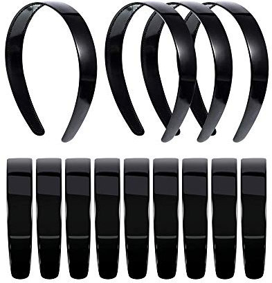 Omenluck Lot de 20 serre-têtes en plastique noir avec dents