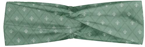 ABAKUHAUS Fleur De Lis Bandeau, Résumé Motif géométrique avec Rectangles et lys Royal Floral Elements, Serre-tête Féminin Élastique et Doux pour Sport et pour Usage Quotidien, Vert réséda