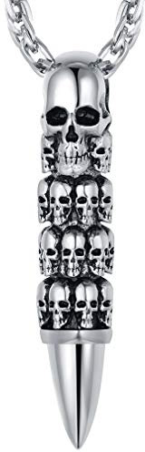 FaithHeart Edelstahl Totenkopf Anhänger herren Retro Stil Patrone Kette mit Skull Anhänger für herren und Männer