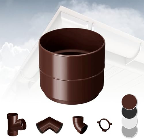 RAINWAY S Regenrinnen System (Rohrmuffe braun) - PVC-U Kunststoff in 4 Farben, für Dachflächen < 100m² empfohlen, Muffe Zubehör Plastik Verbinder