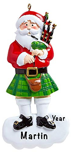 Holiday Traditions Schottischer Dudelsack-Weihnachtsmann, personalisierbar, einzigartiger Weihnachtsbaumschmuck, besonderes Andenken, individuelle Dekoration, personalisierbar